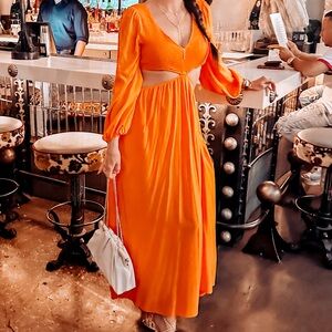 Vici Bright Orange Long Sleeve Dress